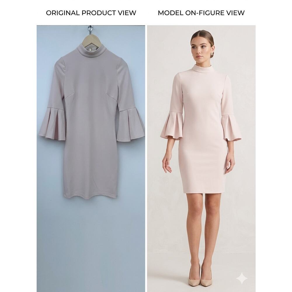 Lulus XS Blush Pink Bodycon Dress Mock Neck Bell Sleeve Elegant Mini